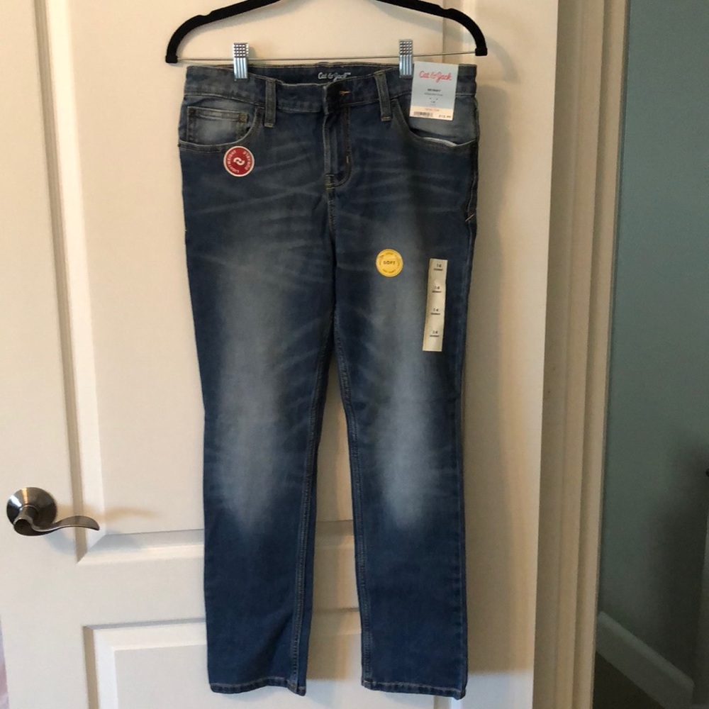 Cat & Jack Boys Jeans Skinny Total Flex with Hidden Adjustable Waistband Sz14s
